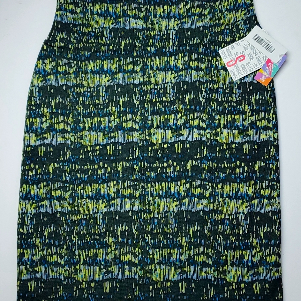 LuLaRoe Cassie Pencil Skirt Small NWT Abstract Blue Green
